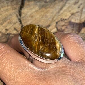 Golden Chatoyant Tigereye Ring Size 7 1/2